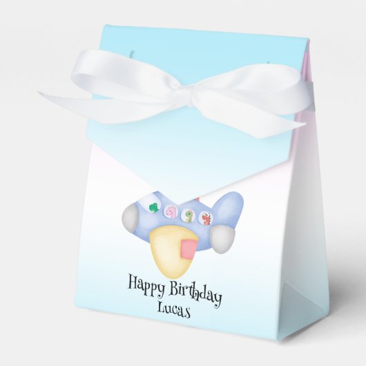 Schattigee dinosaurus vliegtuig Student kinderen V Bedankdoosjes (Voorkant Zijde)