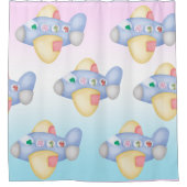 Schattigee dinosaurus vliegtuig Student kinderen V Douchegordijn (Voorkant)