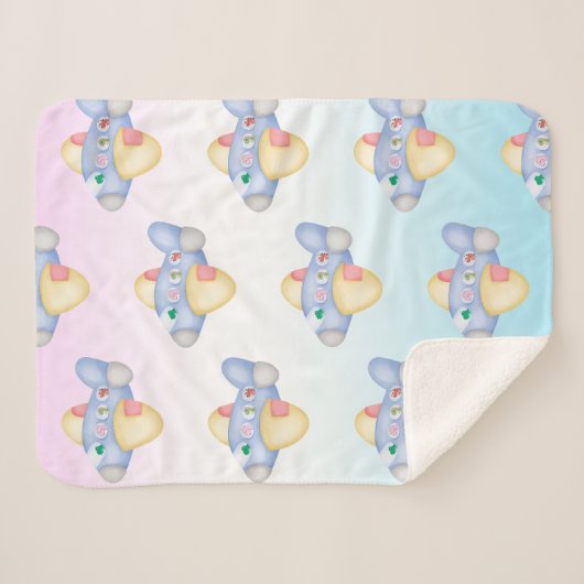 Schattigee dinosaurus vliegtuig Student kinderen V Sherpa Deken (Voorkant (horizontaal))