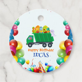 Schattigee Dinosaurus vuilniswagen ballon verjaard Bedankjes Labels