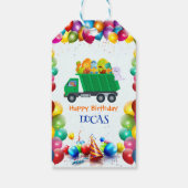 Schattigee Dinosaurus vuilniswagen ballon verjaard Cadeaulabel (Achterkant)