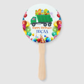 Schattigee Dinosaurus vuilniswagen ballon verjaard Handwaaier (Achterkant)