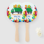 Schattigee Dinosaurus vuilniswagen ballon verjaard Handwaaier (Voorkant en achterkant)