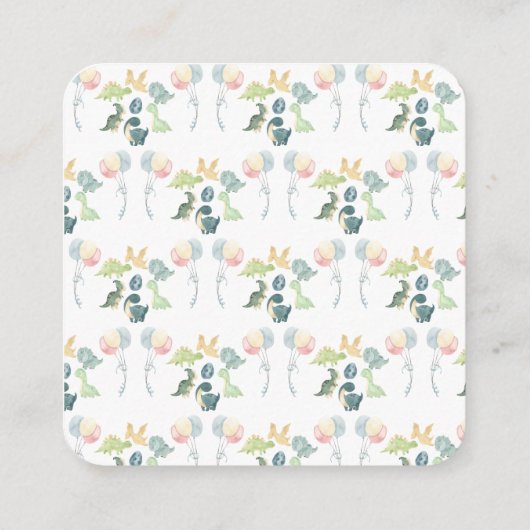 Schattigee Dinosaurus Waterverf Baby shower Roze D Informatiekaartje (Achterkant)