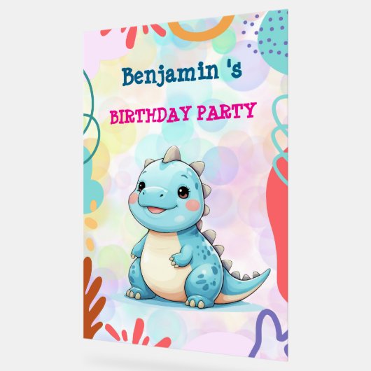 Schattigee dinosaurus wilde jongen Happy verjaarda Acryl Bord (Hoek)