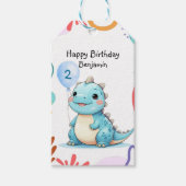 Schattigee dinosaurus wilde jongen Happy verjaarda Cadeaulabel (Voorkant)