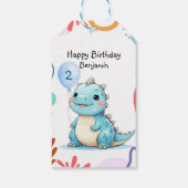 Schattigee dinosaurus wilde jongen Happy verjaarda Cadeaulabel (Achterkant)