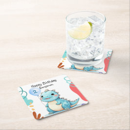 Schattigee dinosaurus wilde jongen Happy verjaarda Kartonnen Onderzetters