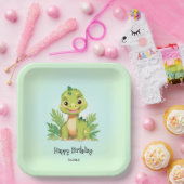 Schattigee dinosaurus wilde oerwoud dierentuin Ver Papieren Bordje (Feest)