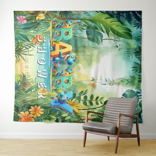 Schattigee dinosaurusachtergrond wandkleed (In Situ (horizontaal))