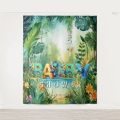 Schattigee dinosaurusachtergrond wandkleed (Voorkant)