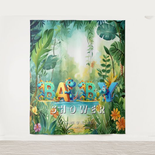 Schattigee dinosaurusachtergrond wandkleed (Voorkant)