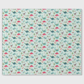 Schattigee Dinosaurusblauwe jongensverjaardag Cadeaupapier (Vlak)