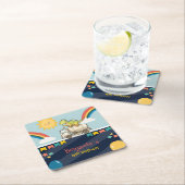 Schattigee dinosauruscementtruck Rainbow School Ve Kartonnen Onderzetters (Insitu)