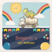 Schattigee dinosauruscementtruck Rainbow School Ve Kartonnen Onderzetters (Voorkant)
