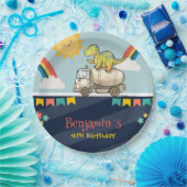 Schattigee dinosauruscementtruck Rainbow School Ve Papieren Bordje (Feest)