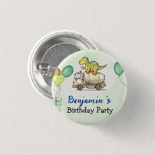 Schattigee dinosauruscementtruck Rainbow School Ve Ronde Button 3,2 Cm