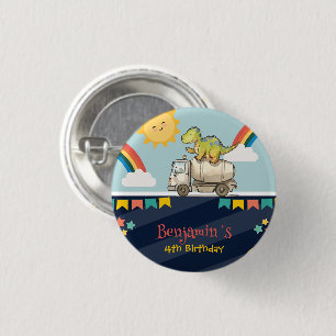 Schattigee dinosauruscementtruck Rainbow School Ve Ronde Button 3,2 Cm