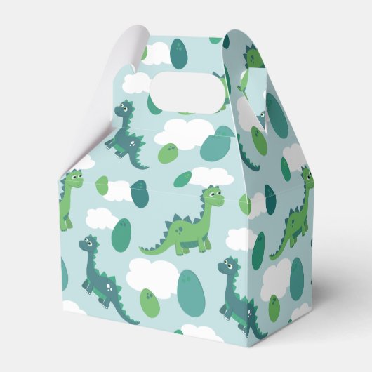 Schattigee dinosauruseieren blauw groen motief bedankdoosjes (Achterkant)