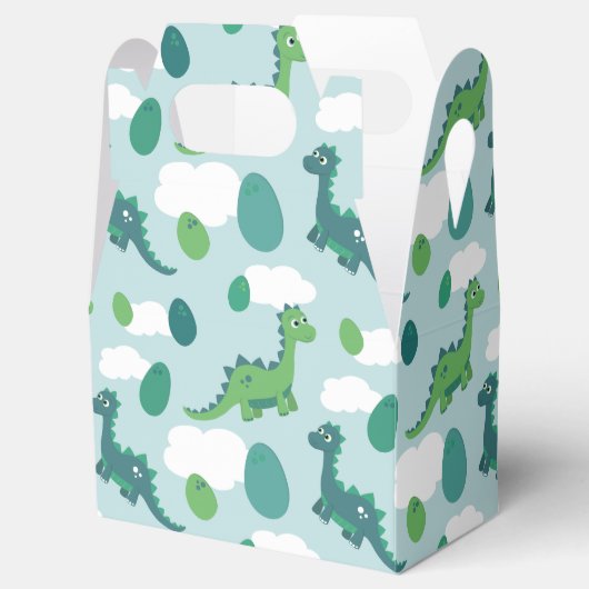 Schattigee dinosauruseieren blauw groen motief bedankdoosjes (Geopend)