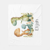 Schattigee dinosaurusfamilie gepersonaliseerde Kin Fleece Deken (Voorkant)