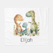 Schattigee dinosaurusfamilie gepersonaliseerde Kin Fleece Deken (Voorkant (Horizontaal))