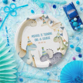 Schattigee dinosaurusjongen dinomiet verjaardagsfe papieren bordje (Feest)