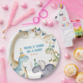 Schattigee dinosaurusjongen dinomiet verjaardagsfe papieren bordje (Feest)