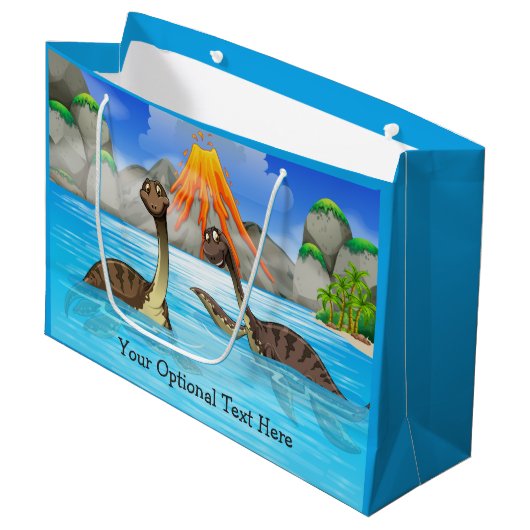 Schattigee Dinosaurussen aangepaste tekst grote ge Groot Cadeauzakje (Voorkant Gekanteld)