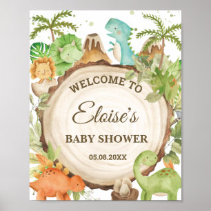 Schattigee Dinosaurussen Baby shower 1e Verjaardag Poster