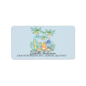 Schattigee dinosaurussen Baby shower adreslabel Etiket (Voorkant)