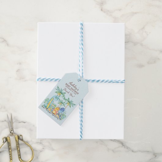 Schattigee Dinosaurussen Baby shower Favor Gift La Cadeaulabel (Met Touw)