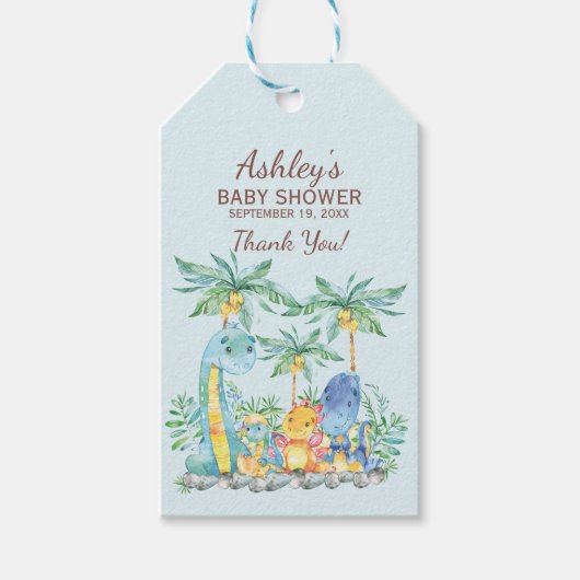 Schattigee Dinosaurussen Baby shower Favor Gift La Cadeaulabel (Voorkant)