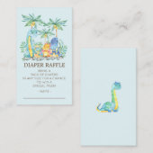 Schattigee Dinosaurussen Baby shower Luier Raffle  Informatiekaartje (Voorkant / Achterkant)