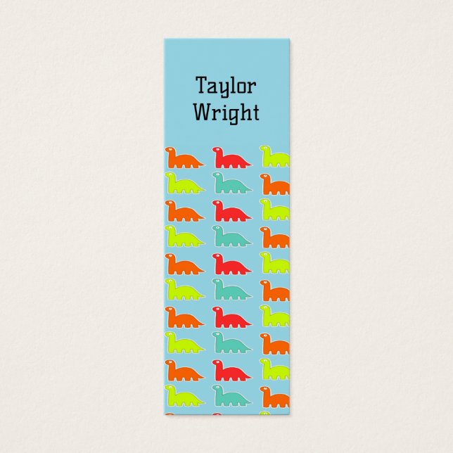 Schattigee dinosaurussen blauw gepersonaliseerd bl mini visitekaartjes (Voorkant)