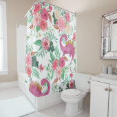 Schattigee dinosaurussen  bloemmotief douchegordijn (In situ)