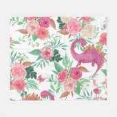 Schattigee dinosaurussen  bloemmotief fleece deken (Voorkant (Horizontaal))