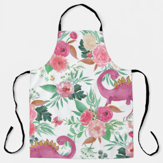 Schattigee dinosaurussen  bloemmotief schort