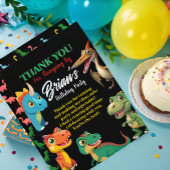 Schattigee dinosaurussen brullen jongen verjaardag bedankkaart