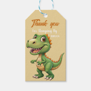 Schattigee Dinosaurussen brullen Jongen Verjaardag Cadeaulabel