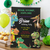 Schattigee dinosaurussen brullen jongen verjaardag kaart