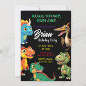 Schattigee dinosaurussen brullen jongen verjaardag kaart (Voorkant)