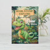 Schattigee Dinosaurussen brullen Jongen Verjaardag Kaart (Staand voorkant)