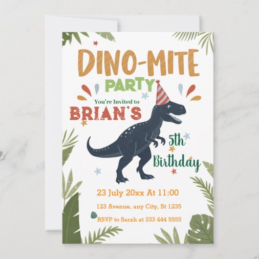 Schattigee Dinosaurussen brullen Jongen Verjaardag Kaart (Voorkant)