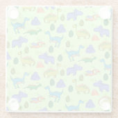 Schattigee dinosaurussen, Cartoon stijl. Glazen Onderzetter (Achterkant)