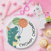 Schattigee Dinosaurussen Chomp Verjaardagsfeest Papieren Bordje (Feest)