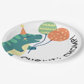 Schattigee Dinosaurussen Chomp Verjaardagsfeest Papieren Bordje (Gekanteld)