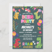 Schattigee dinosaurussen Dino 1e verjaardagsfeestj Kaart (Voorkant)