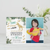 Schattigee dinosaurussen Eerste Verjaardag Kaart (Staand voorkant)