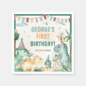 Schattigee dinosaurussen eerste verjaardagsfeest servet (Voorkant)